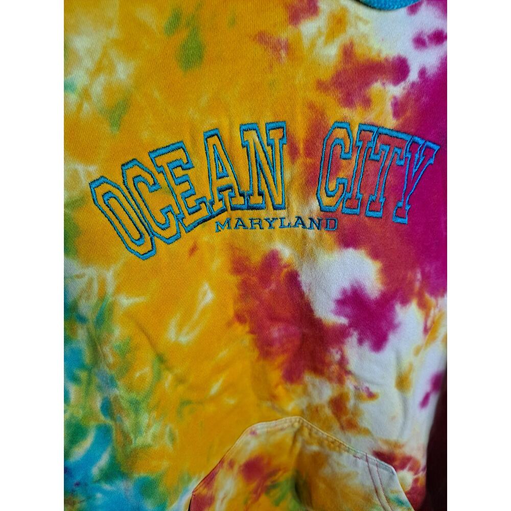 Senior Week Men's Multicolor Tie Dye Ocean City Long Sleeve Fleece Hoodie Size L - Picture 5 of 8